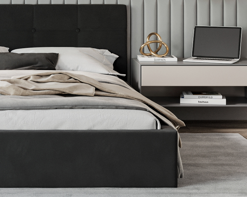 Čalouněná postel RINO 120x200 cm s kovovým roštem černá