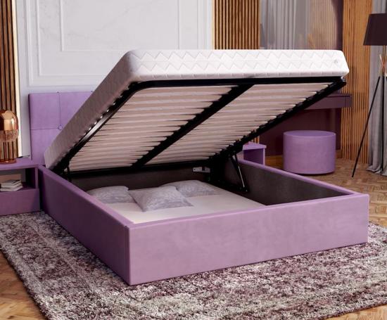 Čalouněná postel RINO 160x200 cm s kovovým roštem fialová
