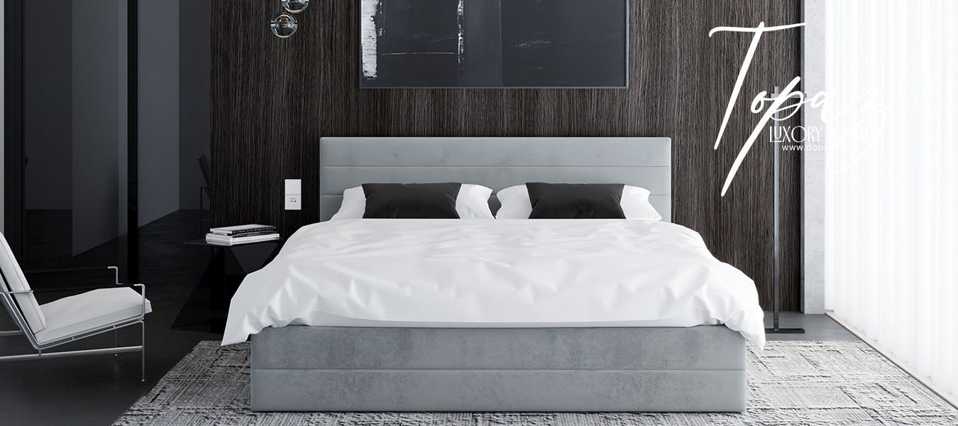 Luxusní postel TOPAZ trinity 120x200 s kovovým roštem ŠEDÁ