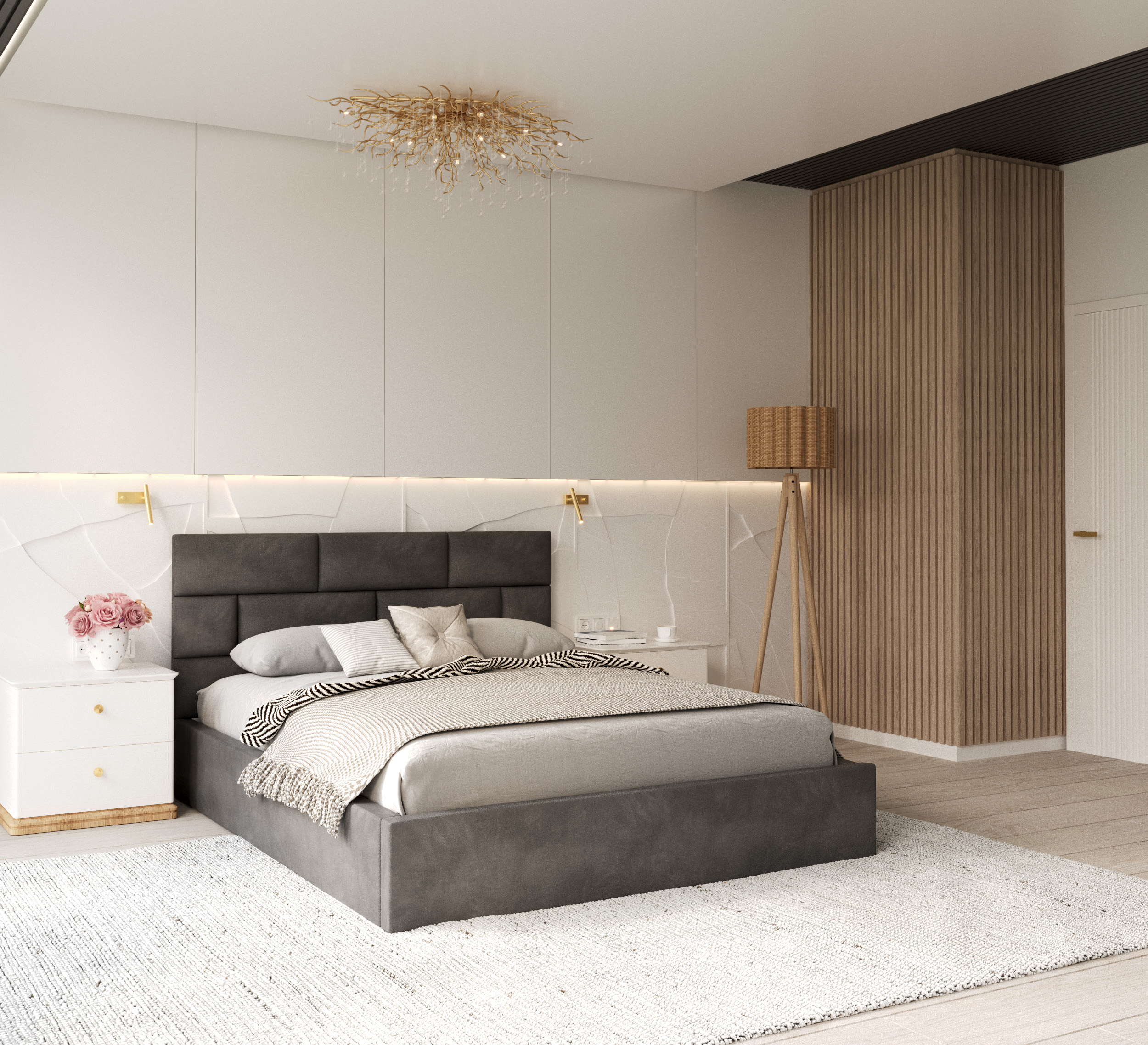 Čalouněná postel PASADENA 90x200 s kovovým roštem GRAFIT