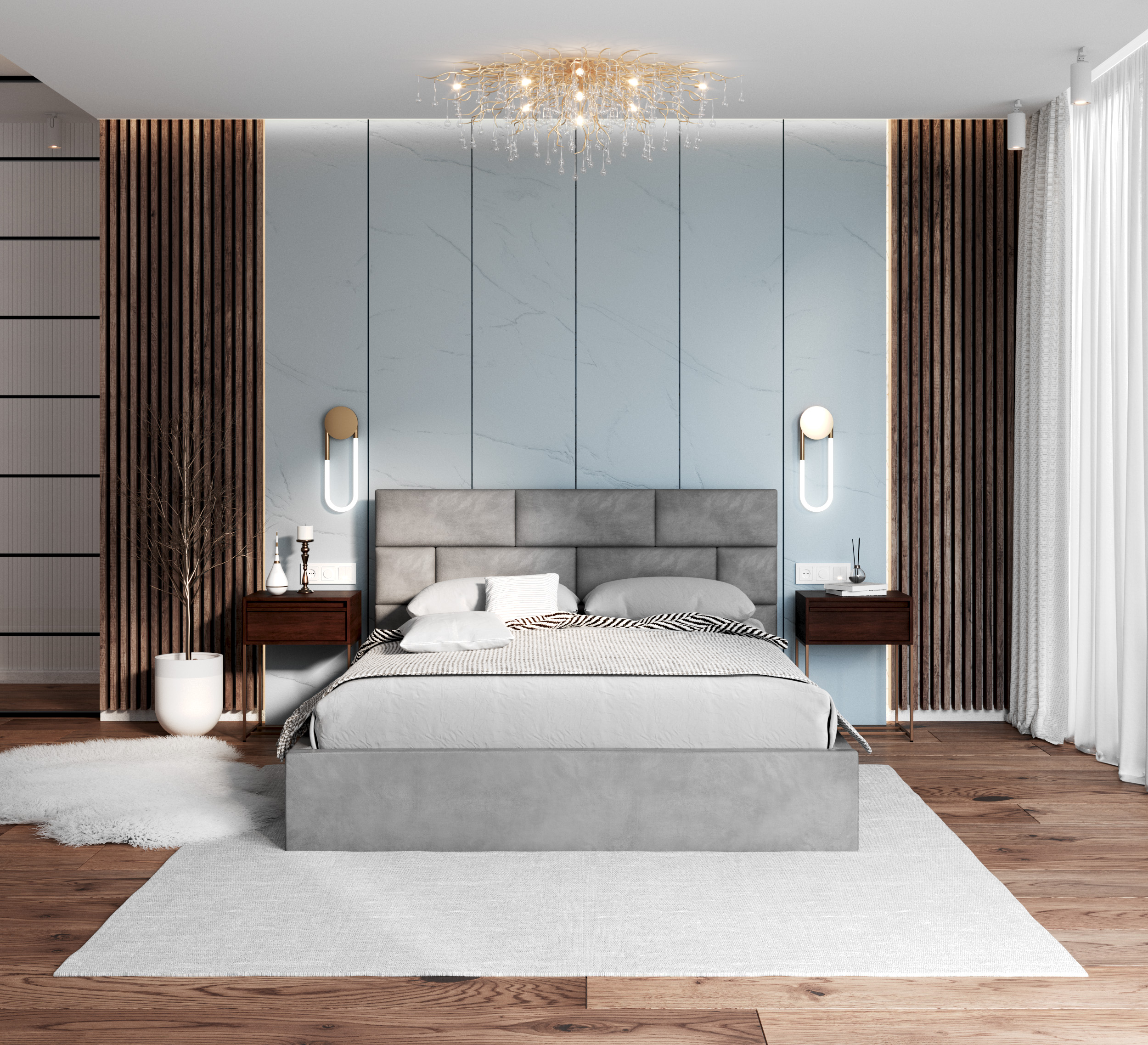 Čalouněná postel PASADENA 90x200 s kovovým roštem ŠEDÁ