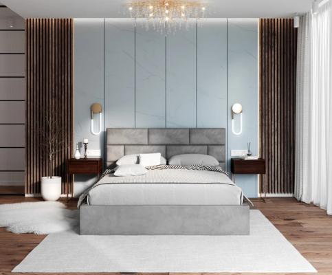 Luxusní postel PASADENA 90x200 s kovovým roštem ŠEDÁ