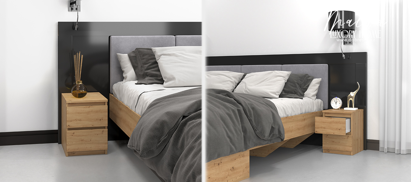 Noční stolek MALWA M2 se 2 zásuvkami DUB ARTISAN