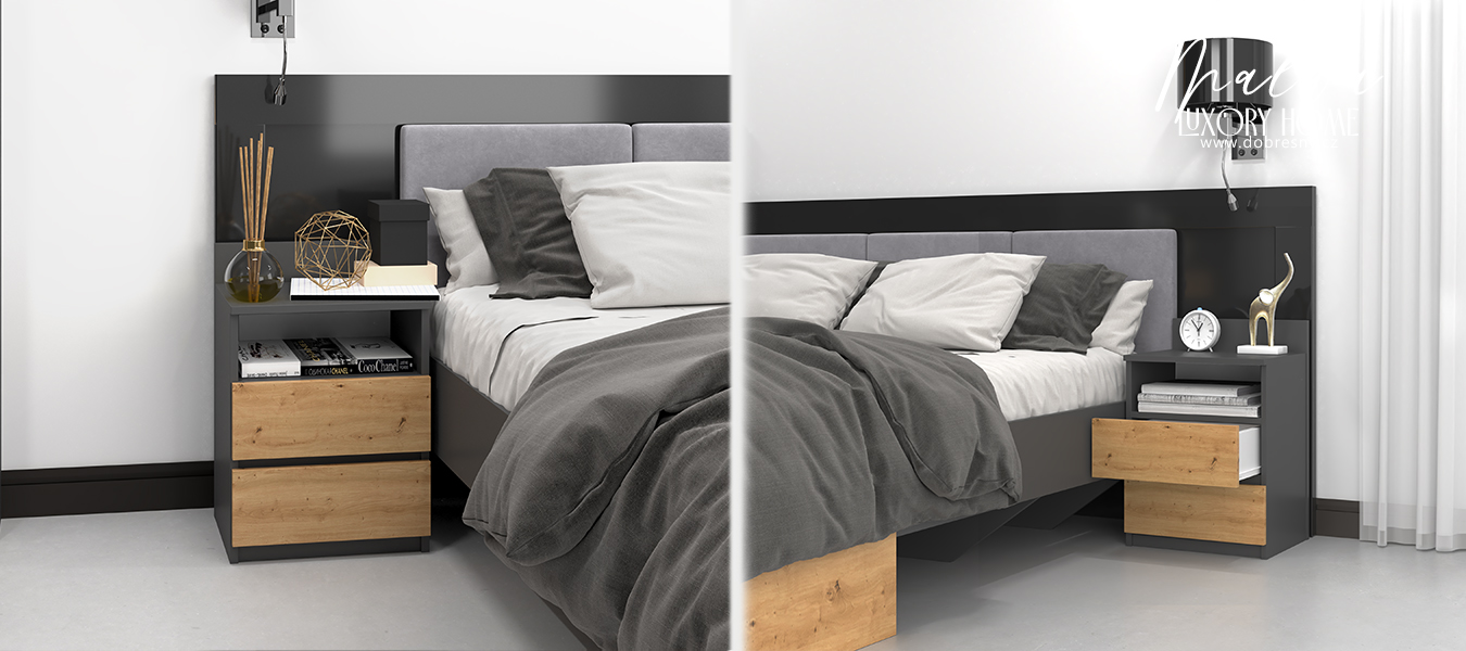 Noční stolek MALWA M1 DUB ARTISAN/ŠEDÁ