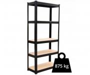 Kovový regál P9030, 180x90x30, nosnost 875 kg, černý