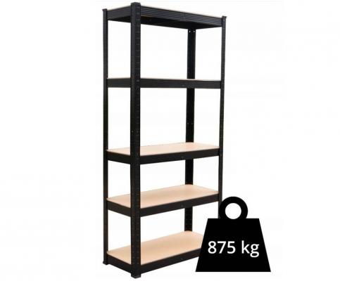 Kovový regál P9040, 180x90x40, nosnost 875 kg, černý