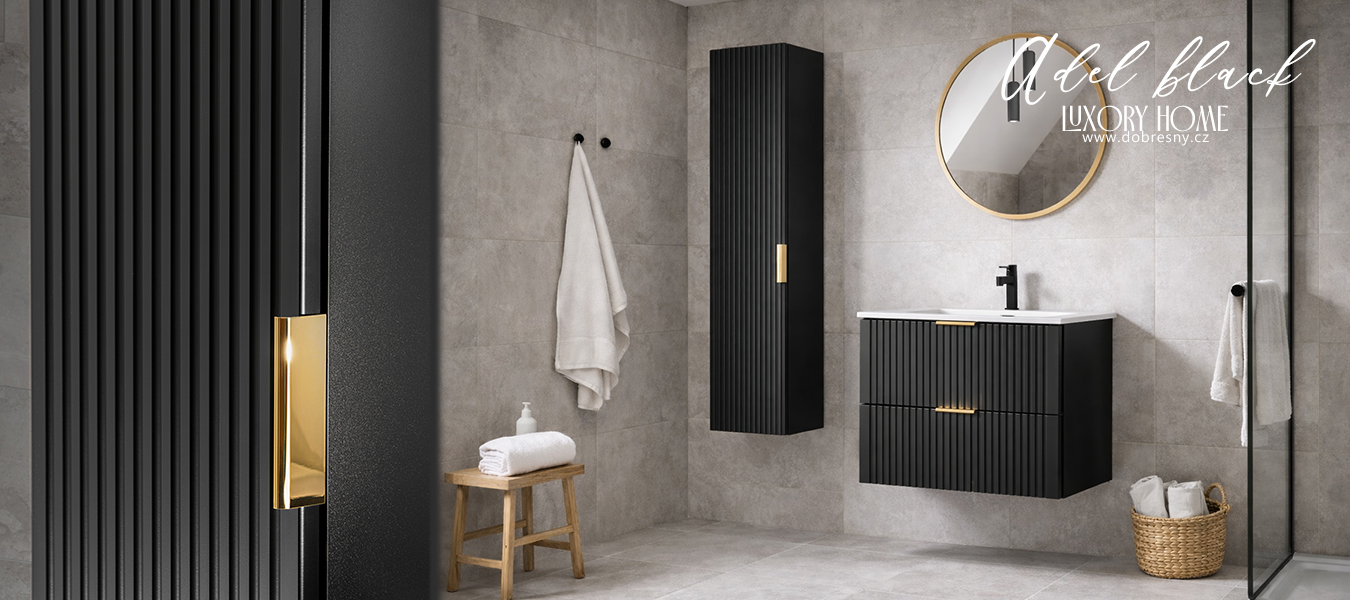Koupelnová sestava se zapuštěným umyvadlem ADEL BLACK SKY 60cm