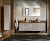Koupelnová sestava ICONIC CASHMERE + 2x umyvadlo + zrcadlo +2x LED svítidlo, 160 cm