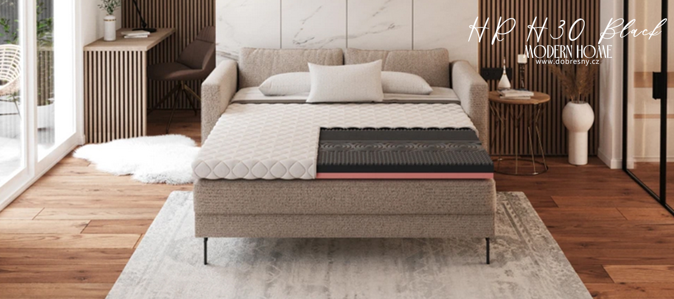 Přistýlka z profilované 7zónové pěny HR H30 BLACK a VISCO pěny 130x200 cm 7cm