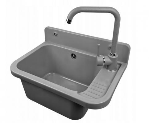 Plastový dřez Vigo s baterii  STEEL šedý 50 x 34 x 31cm