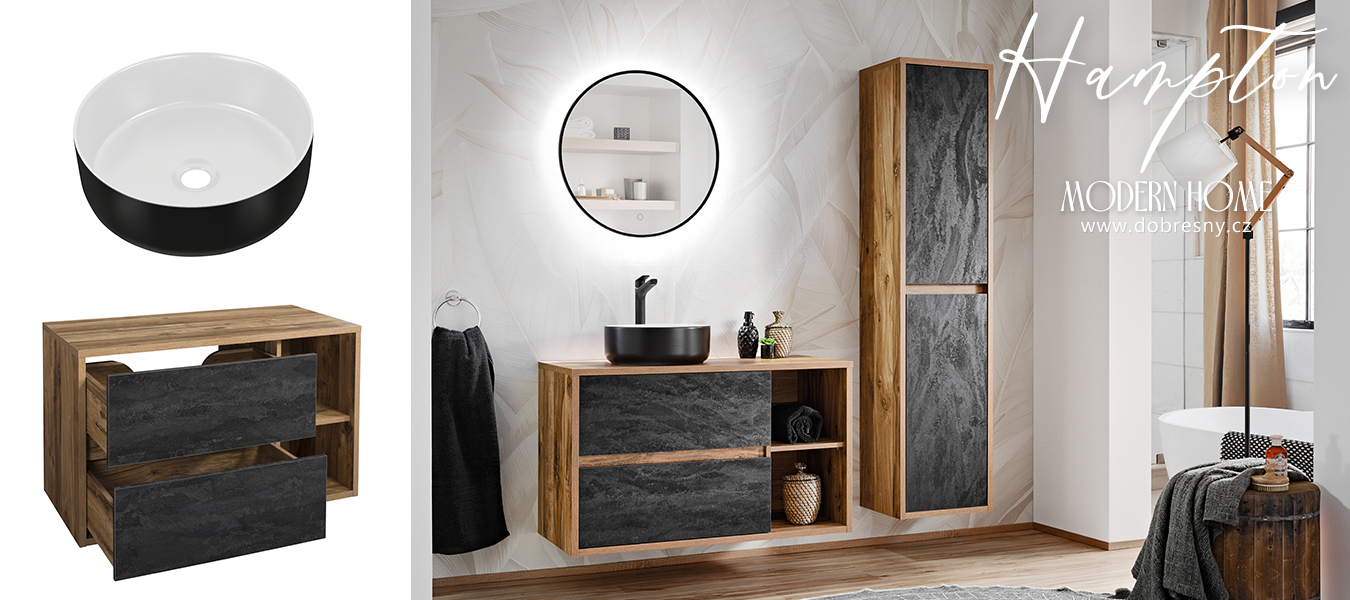 Koupelnová sestava HAMPTON SHADOW se zrcadlem 60 cm