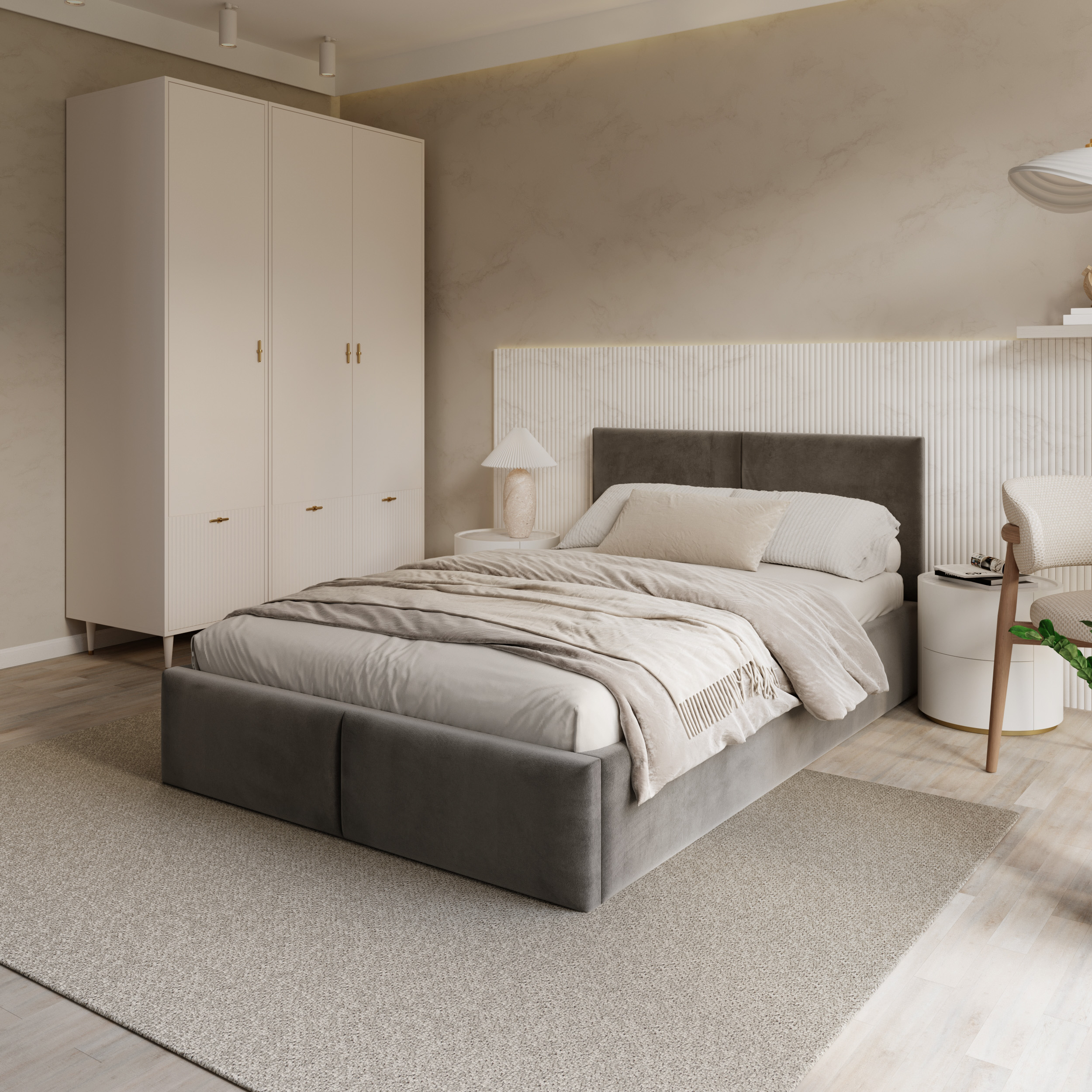 Čalouněná postel FRESIA 90x200 s kovovým zdvižným roštem GRAFIT TRINITY