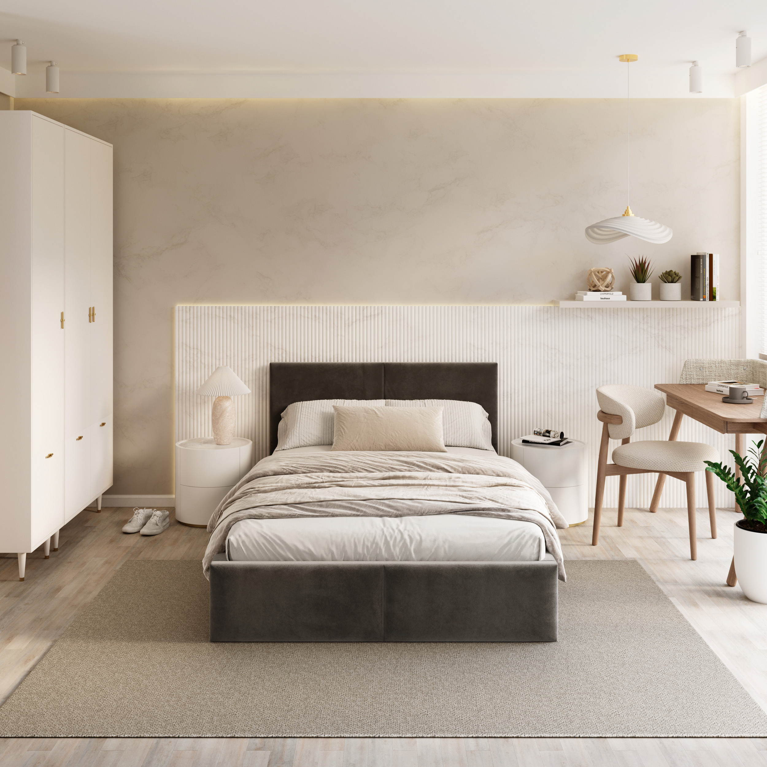 Čalouněná postel FRESIA 90x200 s kovovým zdvižným roštem GRAFIT TRINITY