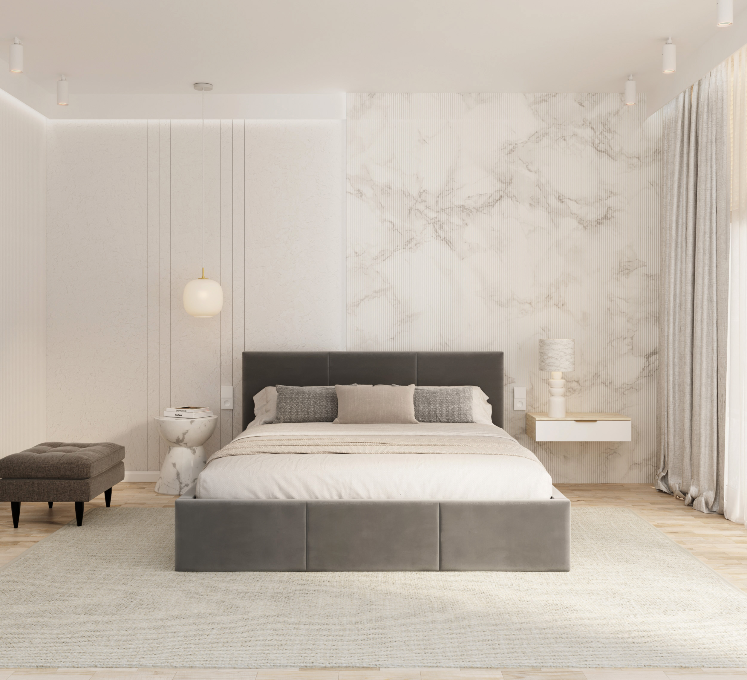 Čalouněná postel FRESIA 140x200 s kovovým zdvižným roštem GRAFIT TRINITY