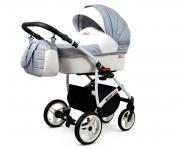 Kočárek 2v1 BabyLux White Lux Silver