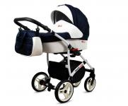 Kočárek 2v1 BabyLux White Lux Navy Blue
