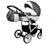 Kočárek 2v1 BabyLux White Lux Grey Cubic