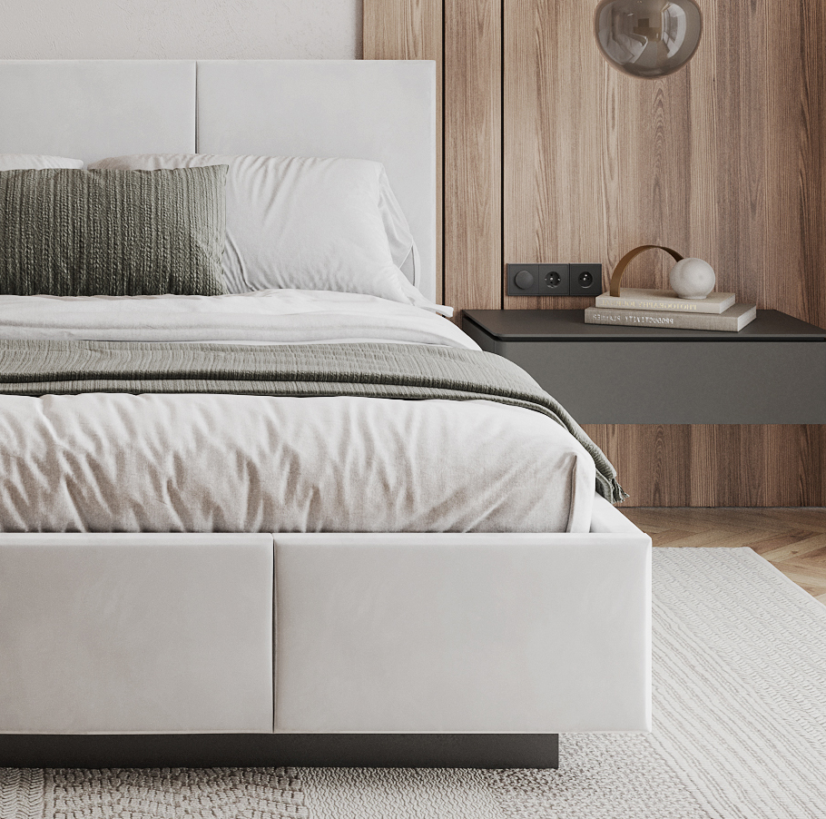 Čalouněná postel AVEIRO 90x200 s kovovým zdvižným roštem BÍLÁ