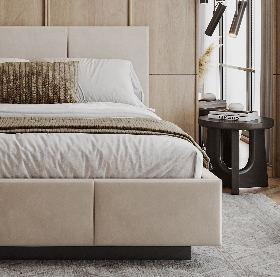 Čalouněná postel AVEIRO 120x200 s kovovým zdvižným roštem KRÉMOVÁ