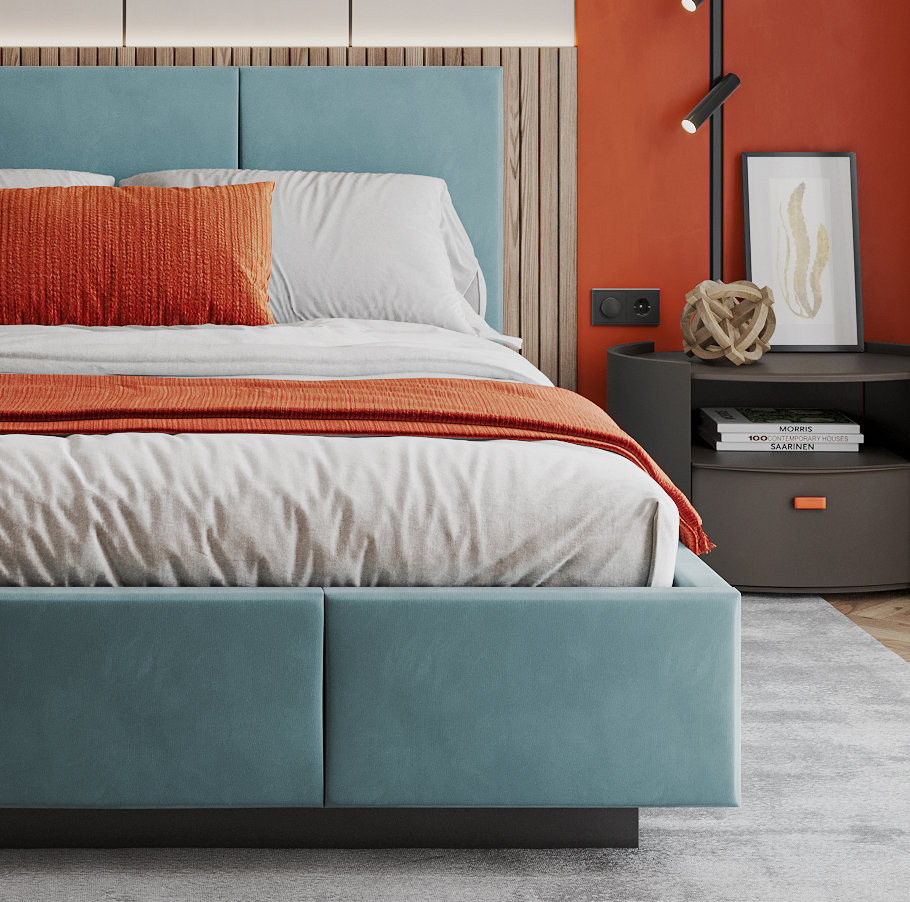 Čalouněná postel AVEIRO 140x200 s kovovým zdvižným roštem TYRKYSOVÁ