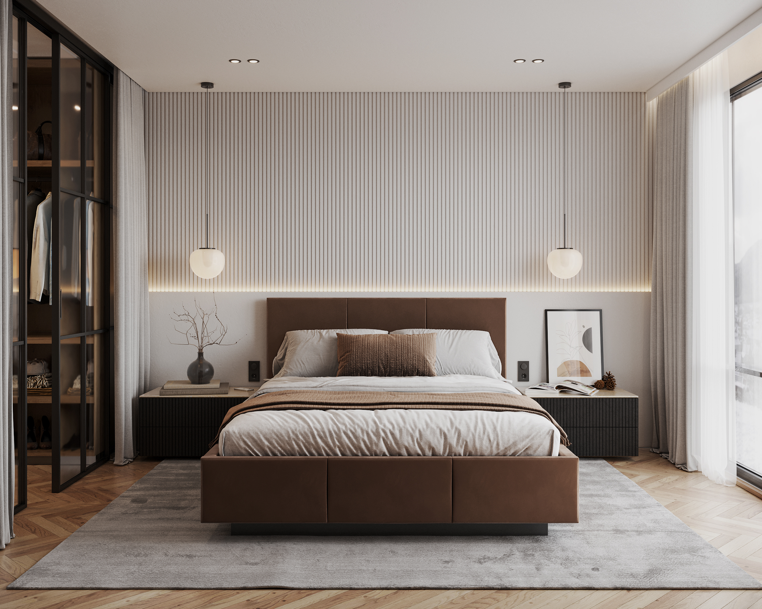 Čalouněná postel AVEIRO 160x200 s kovovým zdvižným roštem HNĚDÁ