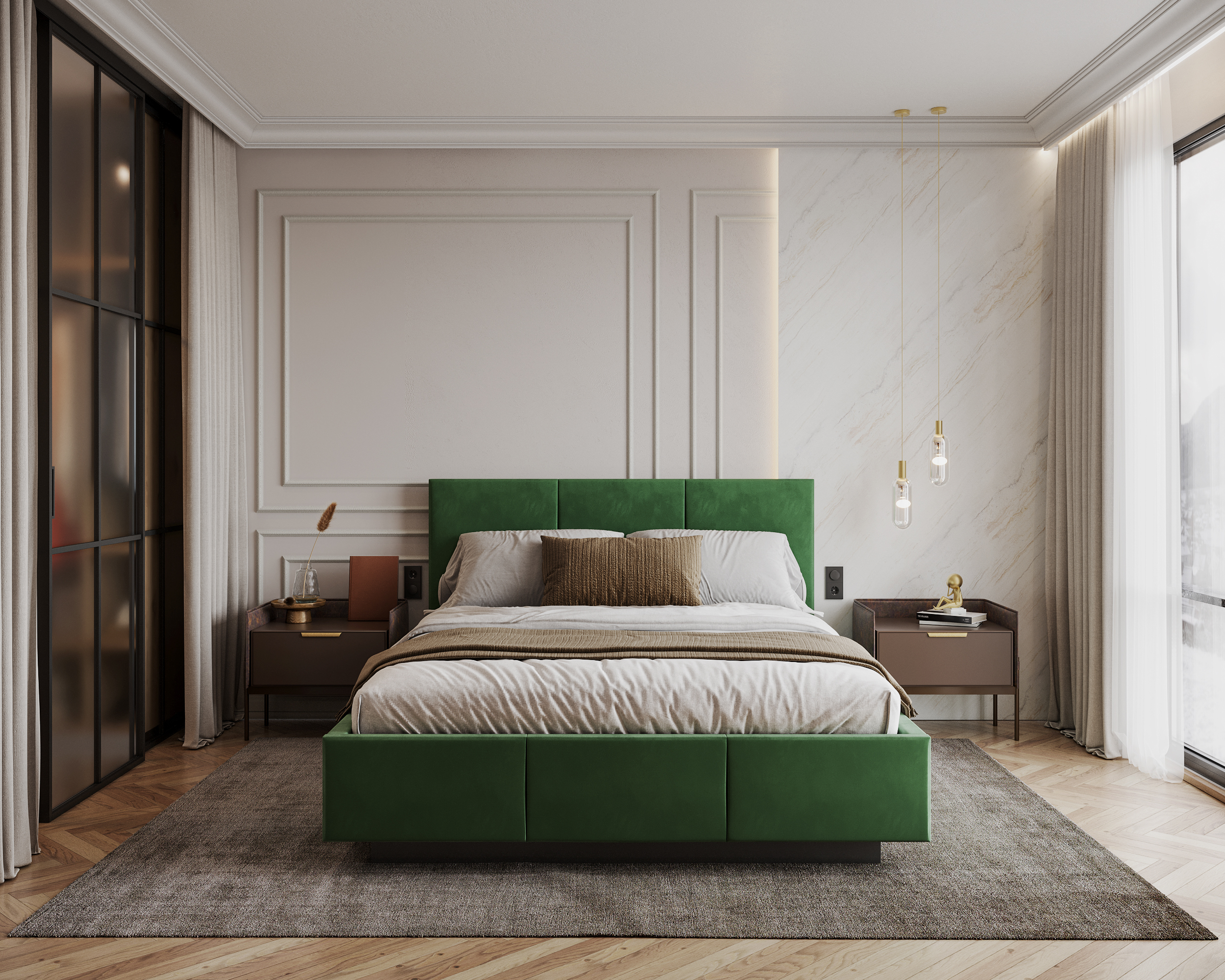 Čalouněná postel AVEIRO 160x200 s kovovým zdvižným roštem ZELENÁ