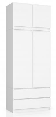 Šatní skříň s otočnými dveřmi a nástavcem 90cm bílá