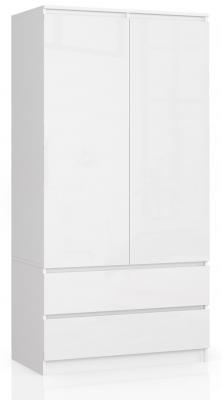 Šatní skříň s otočnými dvěrmi 90cm bílá lesklá