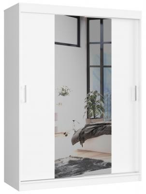 Šatní skříň s posuvnými dveřmi a zrcadlem 150cm bílá