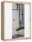 Šatní skříň s posuvnými dveřmi a zrcadlem 150cm sonoma / bílá