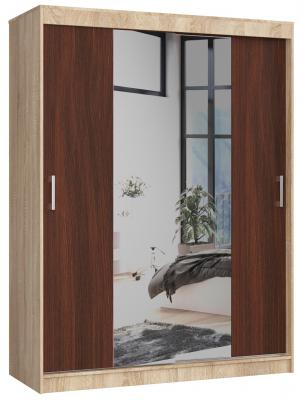 Šatní skříň s posuvnými dveřmi a zrcadlem 150cm dub sonoma / wenge
