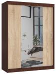 Šatní skříň s posuvnými dveřmi a zrcadlem 150cm wenge / sonoma