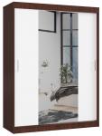 Šatní skříň s posuvnými dveřmi a zrcadlem 150cm wenge / bílá