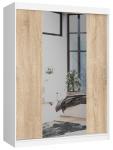 Šatní skříň s posuvnými dveřmi a zrcadlem 150cm bílá / sonoma