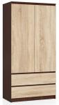 Šatní skříň s otočnými dveřmi 90 cm wenge / dub sonoma