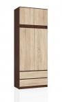Šatní skříň s otočnými dveřmi a nástavcem 90cm wenge / sonoma