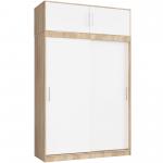 Šatní skříň s posuvnými dveřmi a nástavcem150cm MONO dub sonoma / bílá