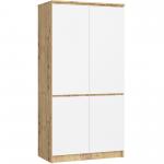 Šatní skříň s otočnými dveřmi 90cm 4D dub artisan / bílá