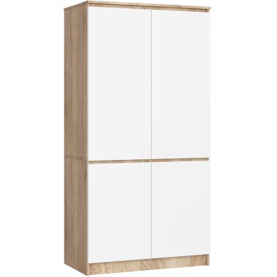 Šatní skříň s otočnými dveřmi 90cm 4D dub sonoma / bílá
