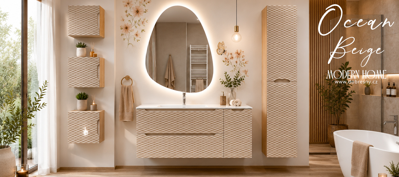 Koupelnová skřínka pod umyvadlo OCEAN BEIGE 120 cm