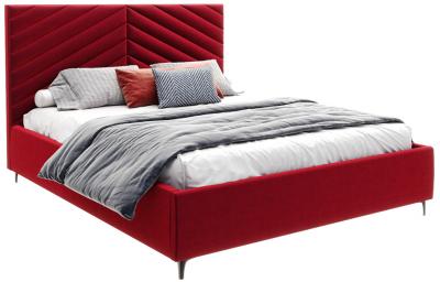 Čalouněná postel 90x200 ELEGANTE Vínová Paris s úložným prostorem kovový rošt