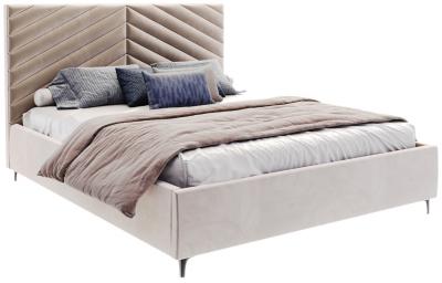 Čalouněná postel ELEGANTE 90x200 Béžová Paris s úložným prostorem kovový rošt