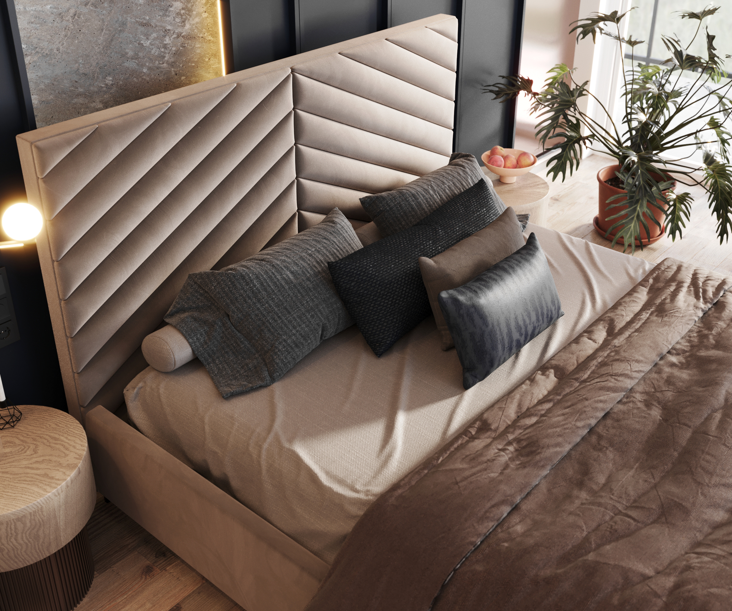 Čalouněná postel ELEGANTE 180x200 Béžová Paris s úložným prostorem kovový rošt