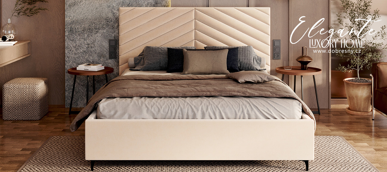 Čalouněná postel ELEGANTE 120x200 Krémová Paris s úložným prostorem kovový rošt