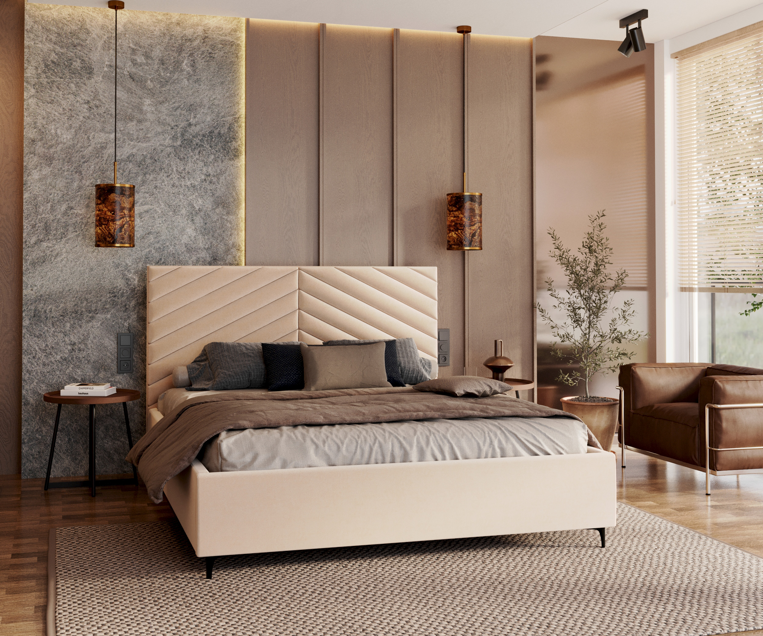 Čalouněná postel ELEGANTE 120x200 Krémová Paris s úložným prostorem kovový rošt