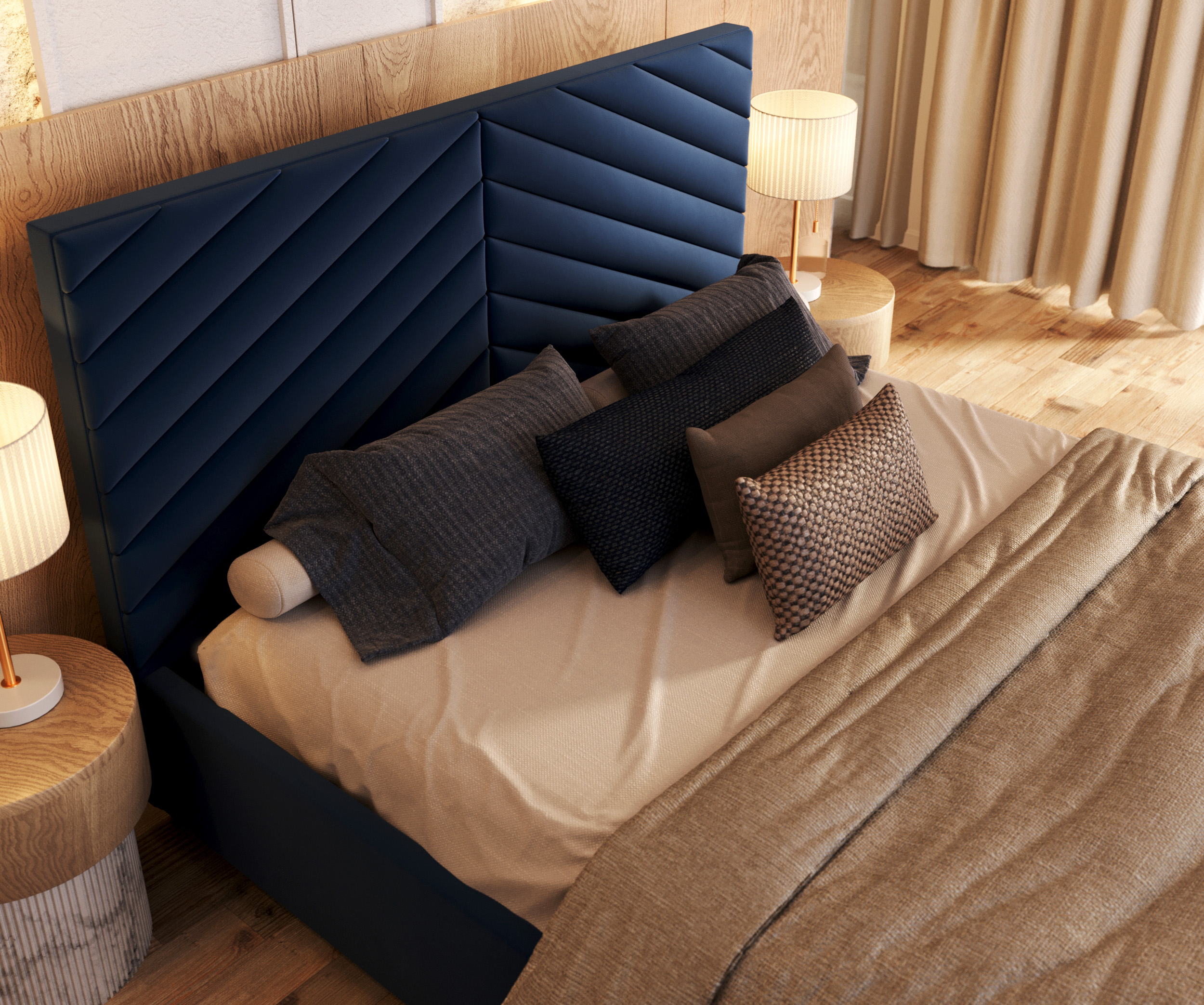 Čalouněná postel ELEGANTE 120x200 Tmavě Modrá Paris s úložným prostorem kovový rošt