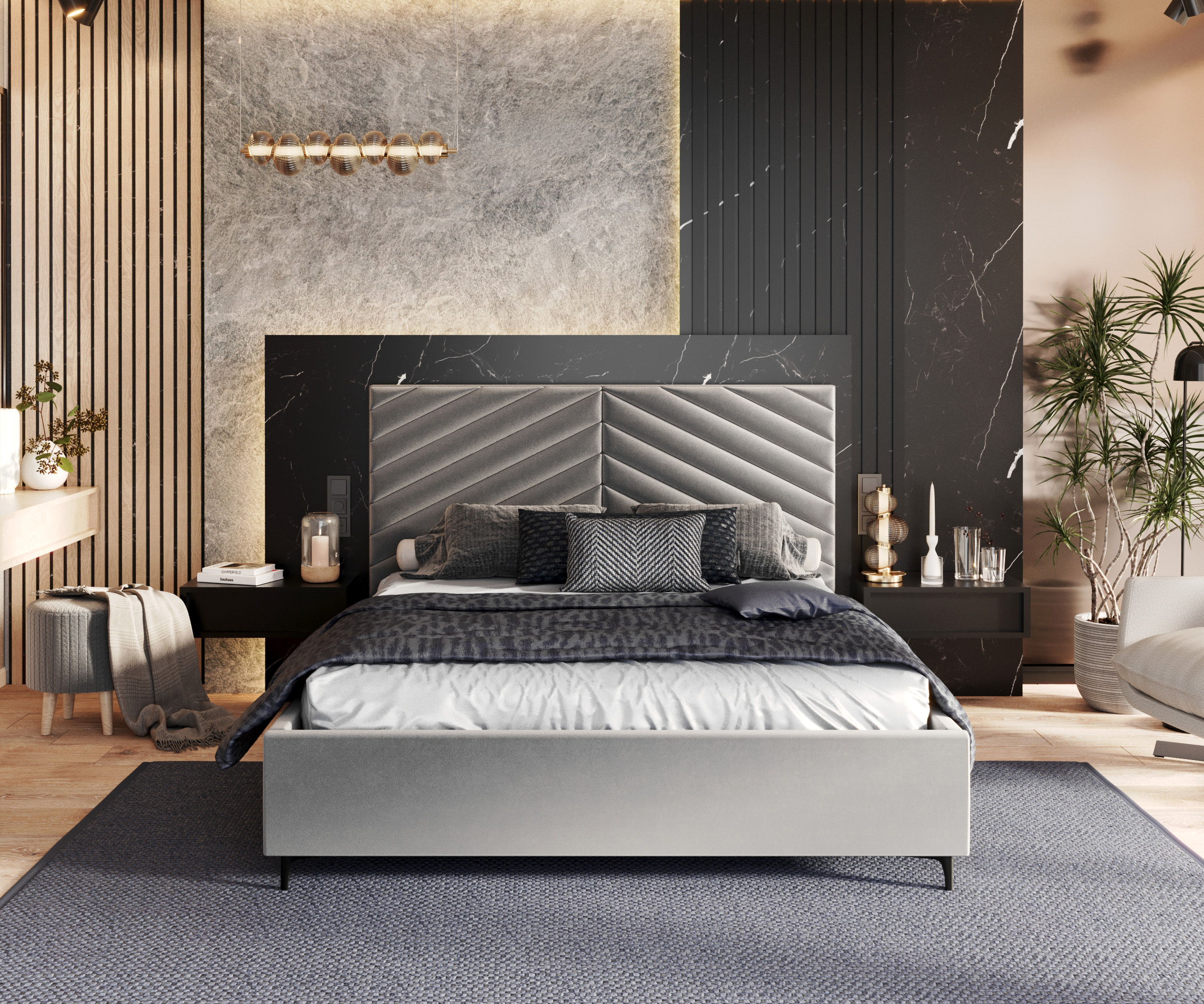 Čalouněná postel ELEGANTE 120x200 Steel Paris s úložným prostorem kovový rošt