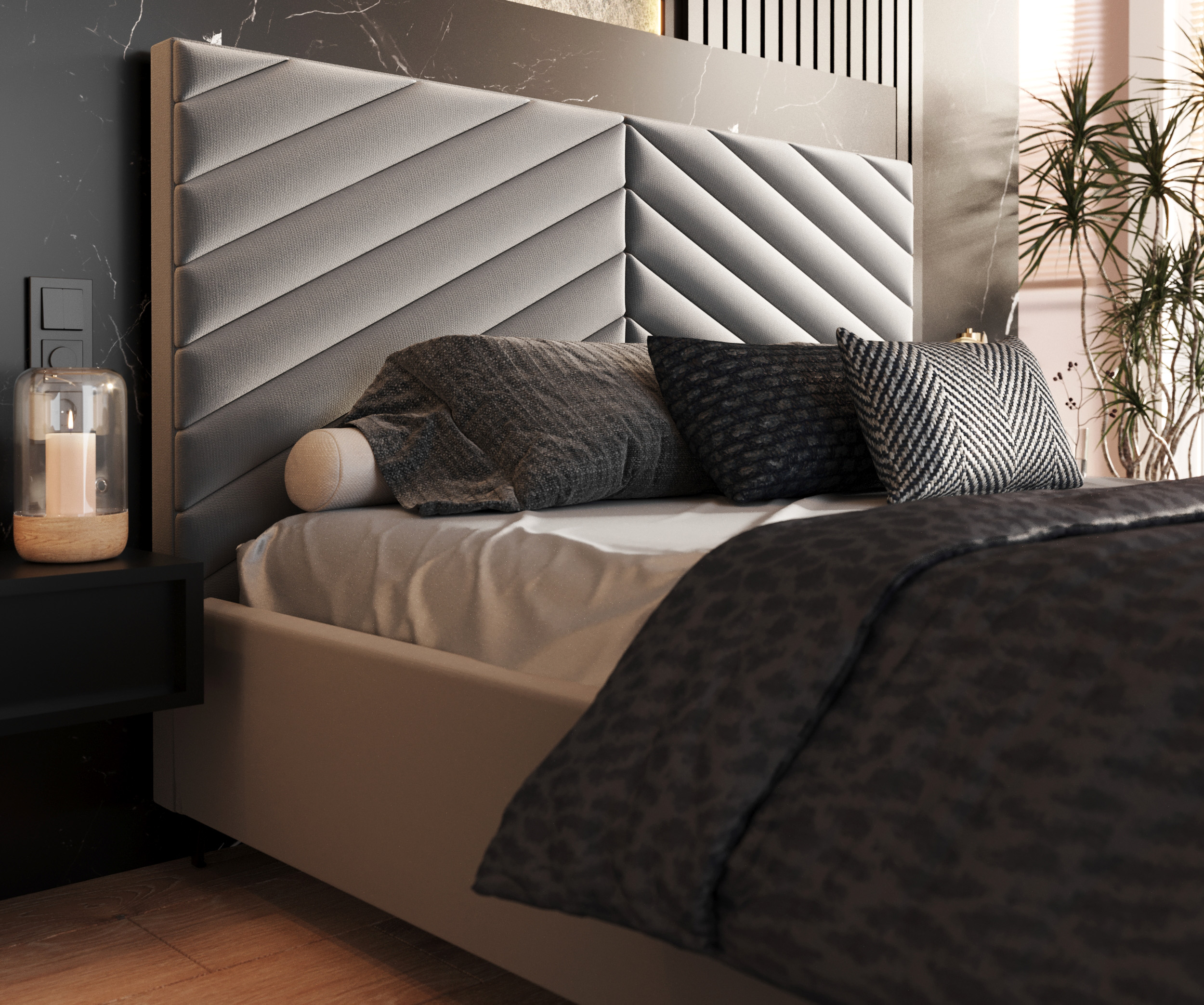 Čalouněná postel ELEGANTE 120x200 Steel Paris s úložným prostorem kovový rošt