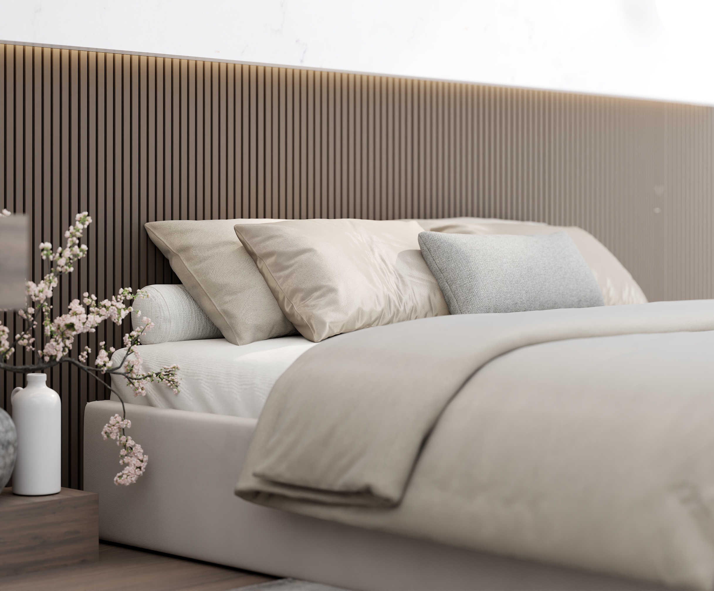 Čalouněná postel ORLANDO 90x200 Krémová Trinity s úložným prostorem kovový rošt