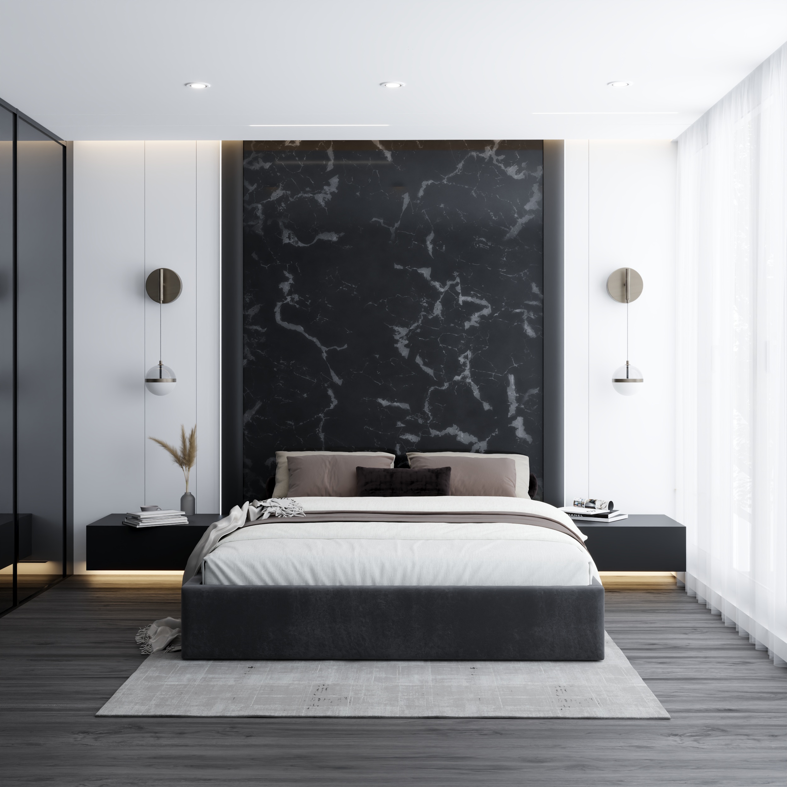 Čalouněná postel ORLANDO 180x200 Tmavě šedá Trinity s úložným prostorem kovový rošt